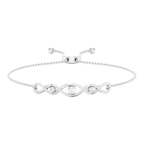 0.75 CT Zircon Infinity Braided Bolo Chain Bracelet