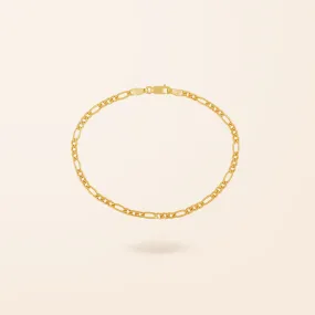 10K Gold Figaro Chain Bracelet