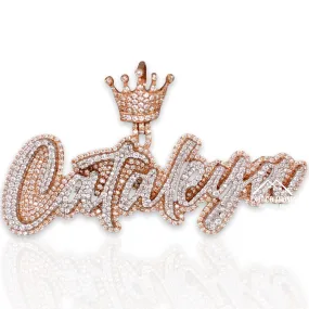 10K Rose Gold Personalized Diamond Name Plate Pendant