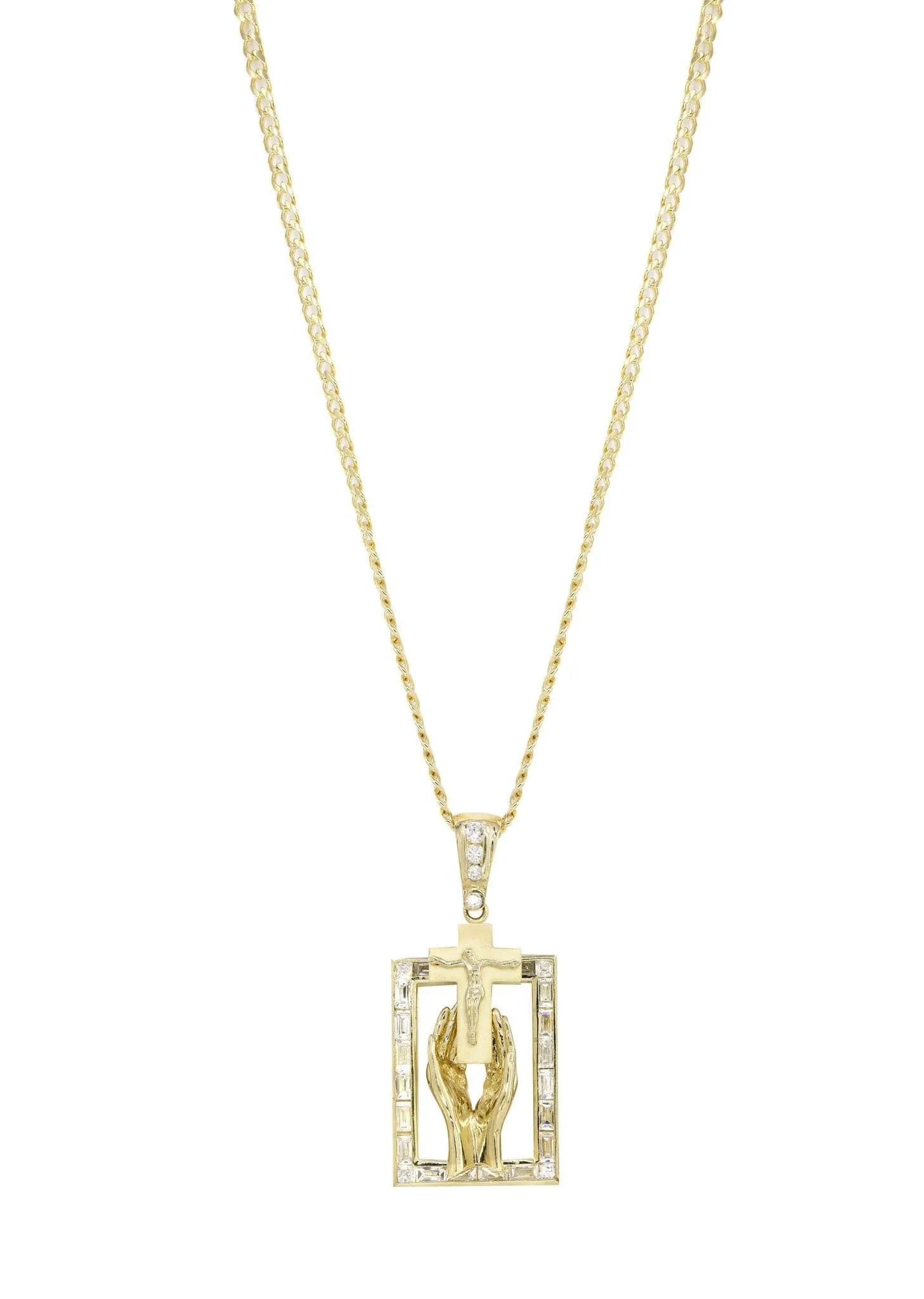 10K Yellow Gold Praying Hands Pendnat | Appx. 33 Grams