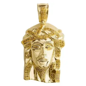 10KY 0.50CTW YELLOW DIAMOND JESUS PENDNAT