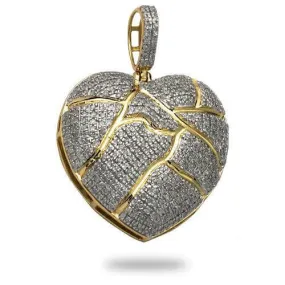 10KY 1.00CTW DIAMOND BROKEN HEART PENDANT
