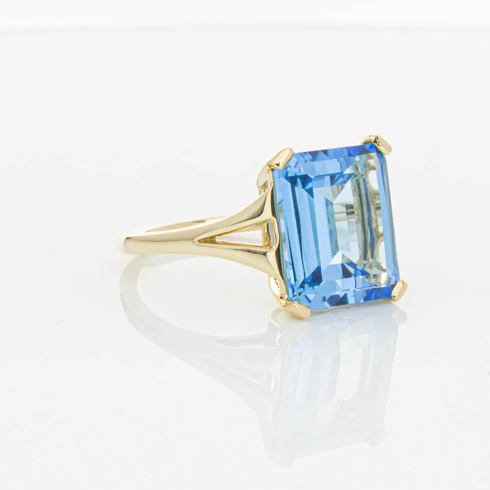 14ct Yellow Gold Blue Topaz Juliet Ring