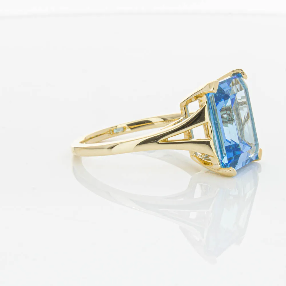 14ct Yellow Gold Blue Topaz Juliet Ring