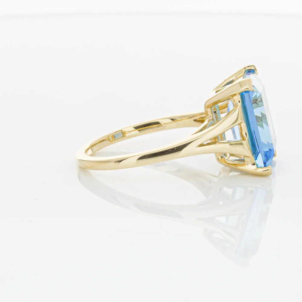 14ct Yellow Gold Blue Topaz Juliet Ring