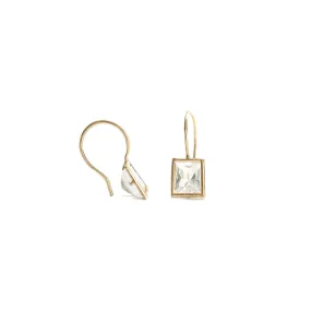 14k Rectangle Moonstone Drop Earrings