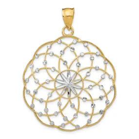 14k Two Tone Gold Diamond Cut Sphere Pendant