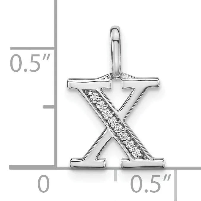 14K White Gold Diamond 0.028-CT Lower Case Style X Initial Charm Pendant