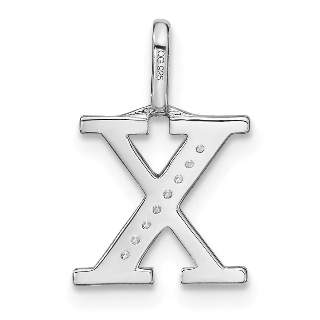 14K White Gold Diamond 0.028-CT Lower Case Style X Initial Charm Pendant