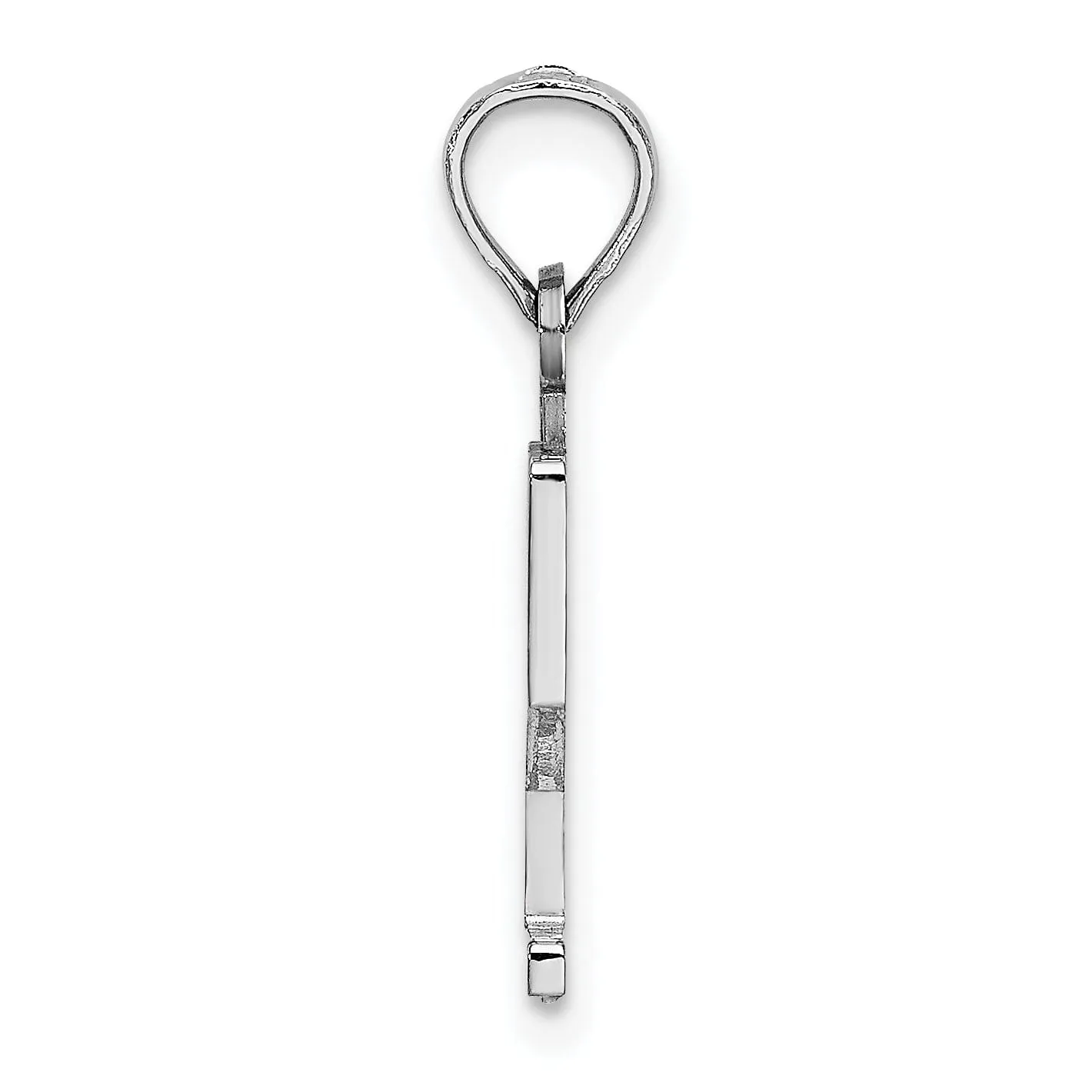 14K White Gold Polished Finished Block Script Design Number 2 Charm Pendant