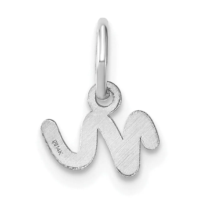 14K White Gold Small Size Lower Case Script Letter N Initial Pendant