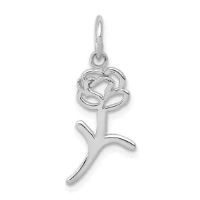 14k White Gold  Solid Textured Back Polished Finish Rose Charm Pendant