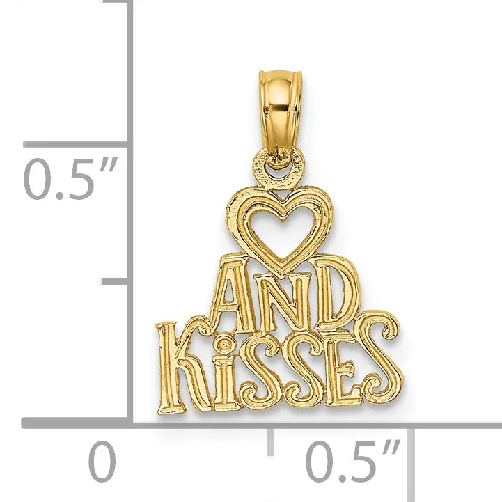 14k Yellow Gold HEART AND KISSES Pendant