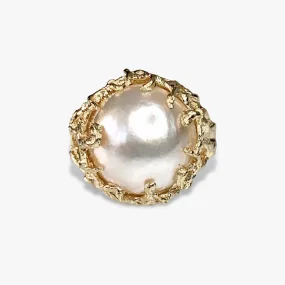14k Yellow Gold Mabe Pearl Branch Cocktail Ring