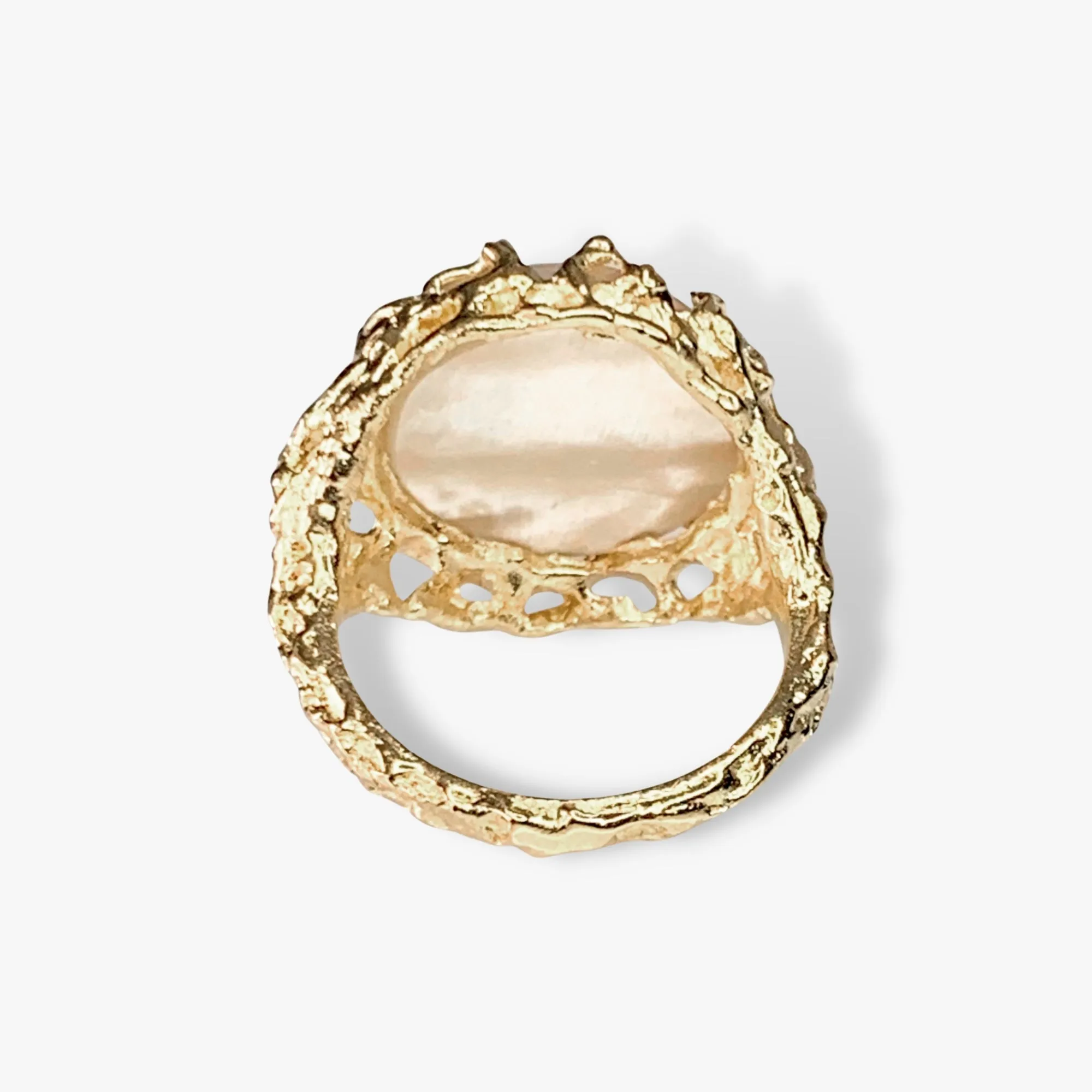 14k Yellow Gold Mabe Pearl Branch Cocktail Ring