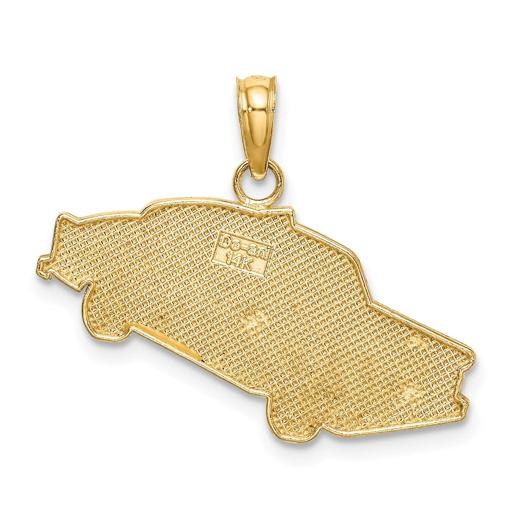 14K Yellow Gold Polished Yellow, Black Enamel Finish New York Taxi Design Charm Pendant
