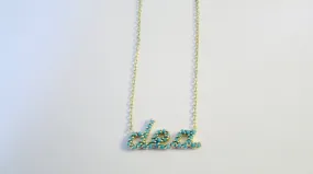 14k Yellow Gold Turquoise Initial Necklace (Customizable)