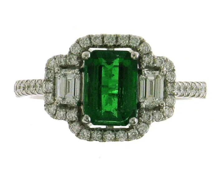 1.64ct Green Emerald Diamond Cocktail Ring