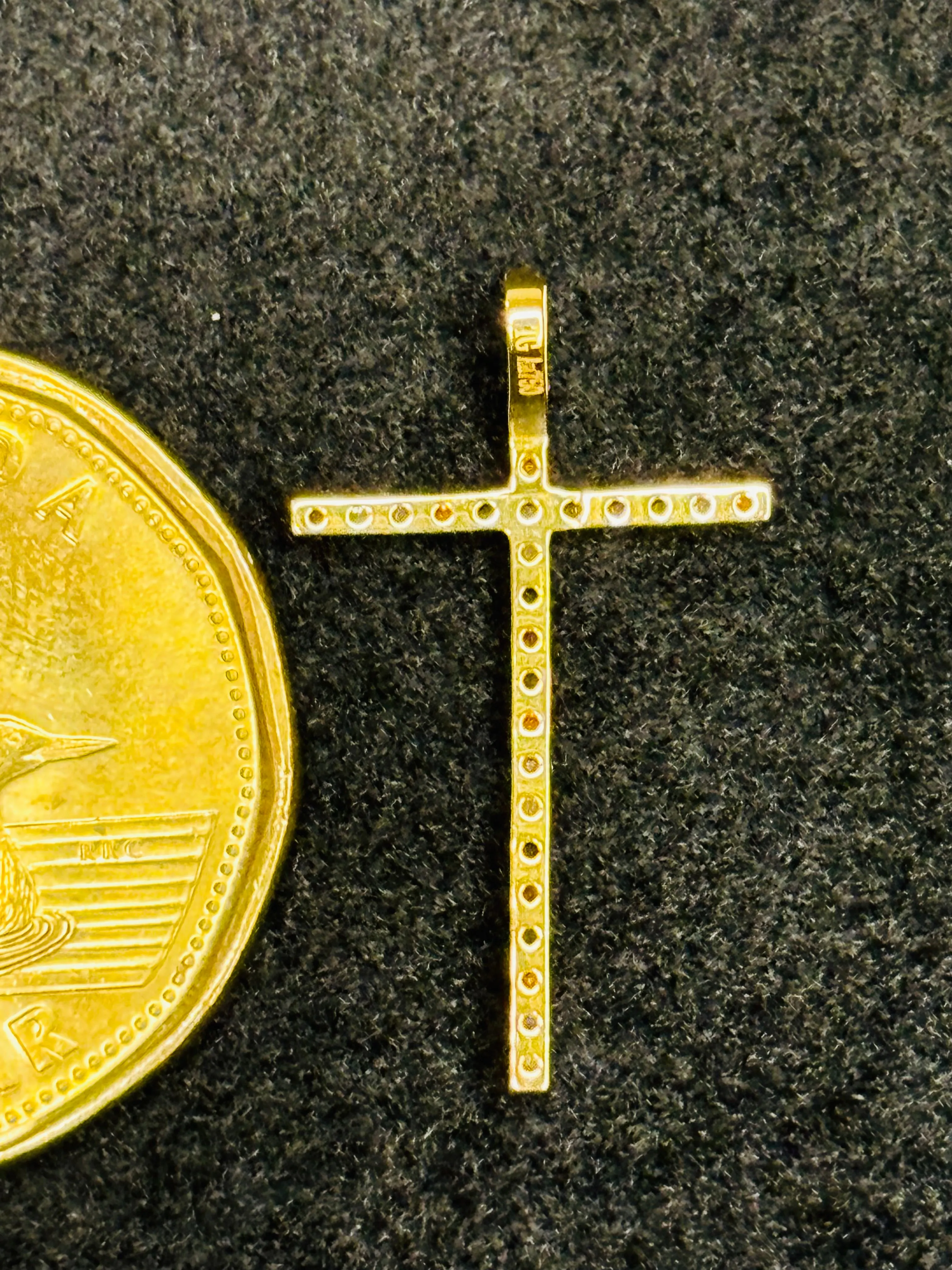 18K Gold Multicolour Cross Pendant