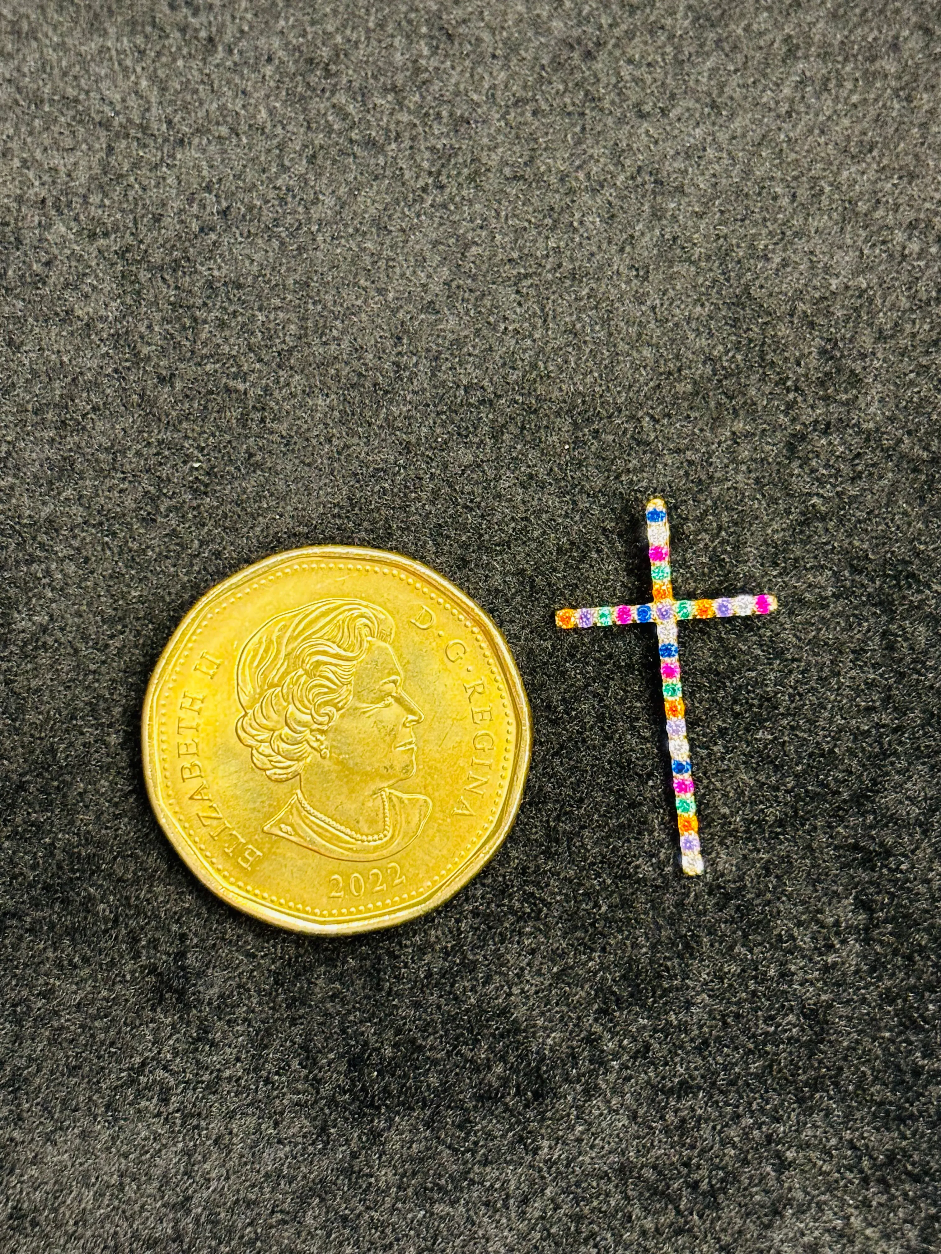 18K Gold Multicolour Cross Pendant