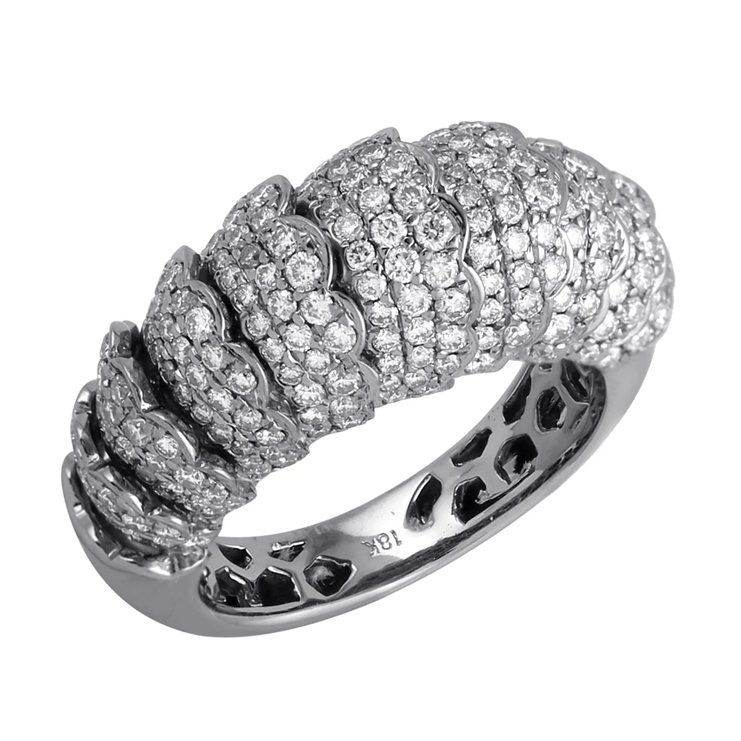 18K White & Oxidized Gold Micro Pave Diamond Designer Ring For Her