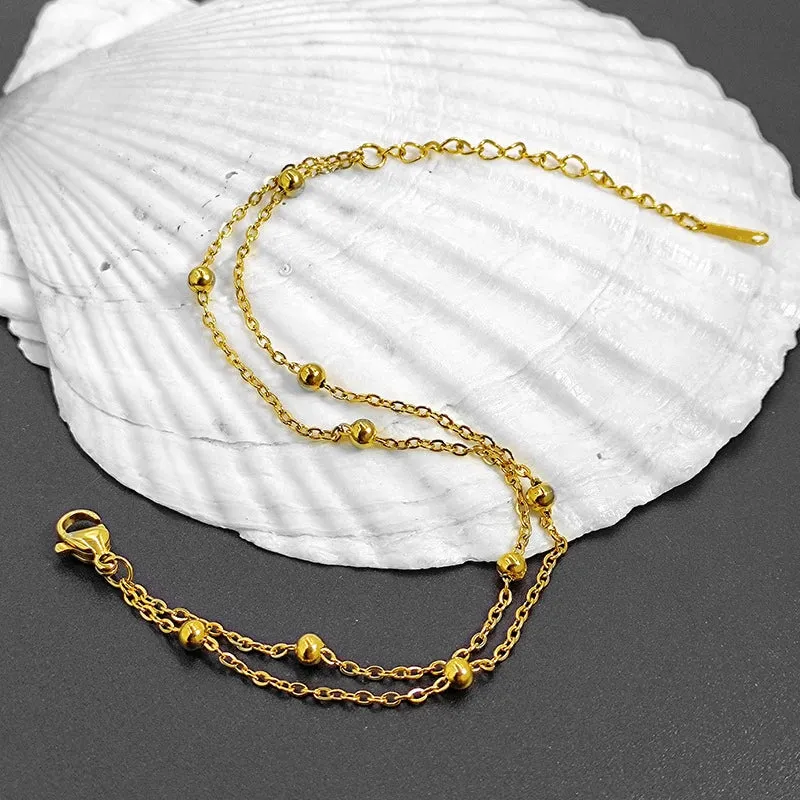 1pc Titanium Steel Bracelet Simple Ball Bracelet Jewelry Women's Colorfast Bracelet Birthday Gift