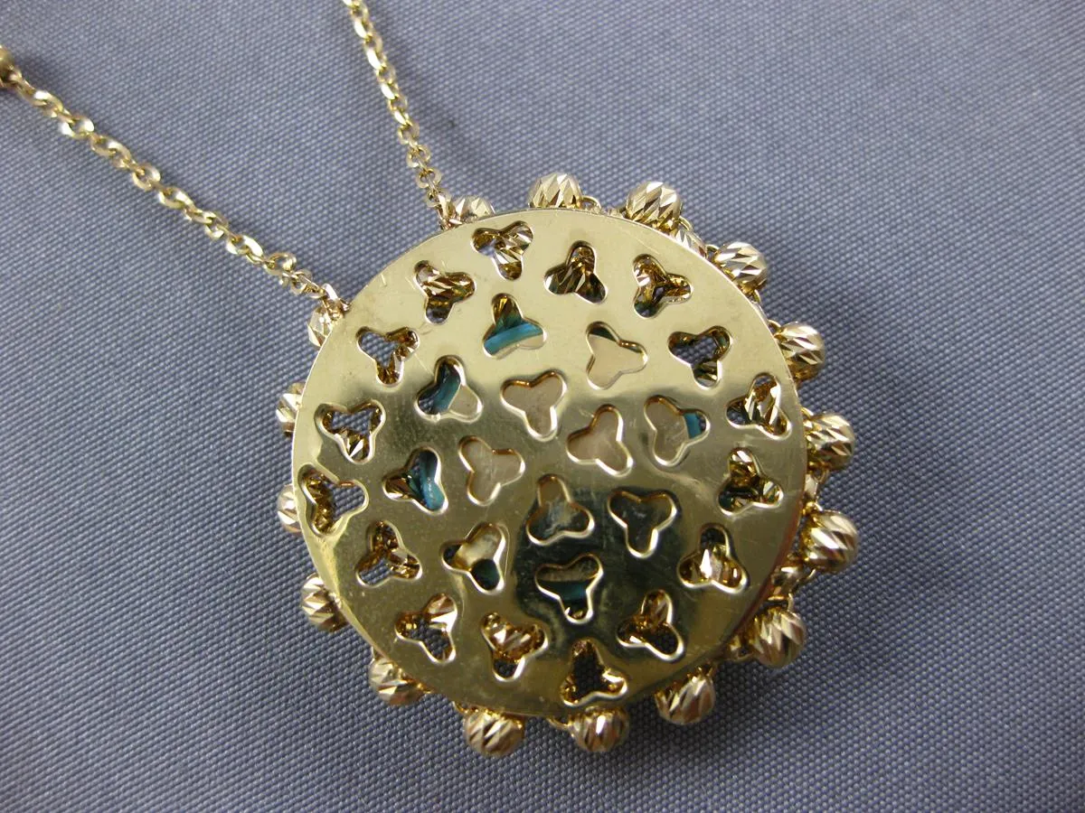 3.39CT AAA TURQUOISE 14K YELLOW GOLD FLOWER DIAMOND CUT BY THE YARD FUN NECKLACE