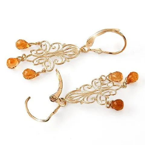 3.75 Carat 14K Solid White Gold Chandelier Earrings Natural Citrine Certified