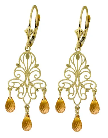 3.75 Carat 14K Solid White Gold Chandelier Earrings Natural Citrine Certified