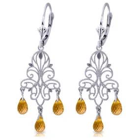 3.75 Carat 14K Solid White Gold Chandelier Earrings Natural Citrine Certified
