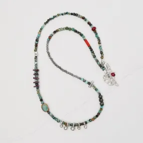 5 Raindrops Turquoise Cube Necklace