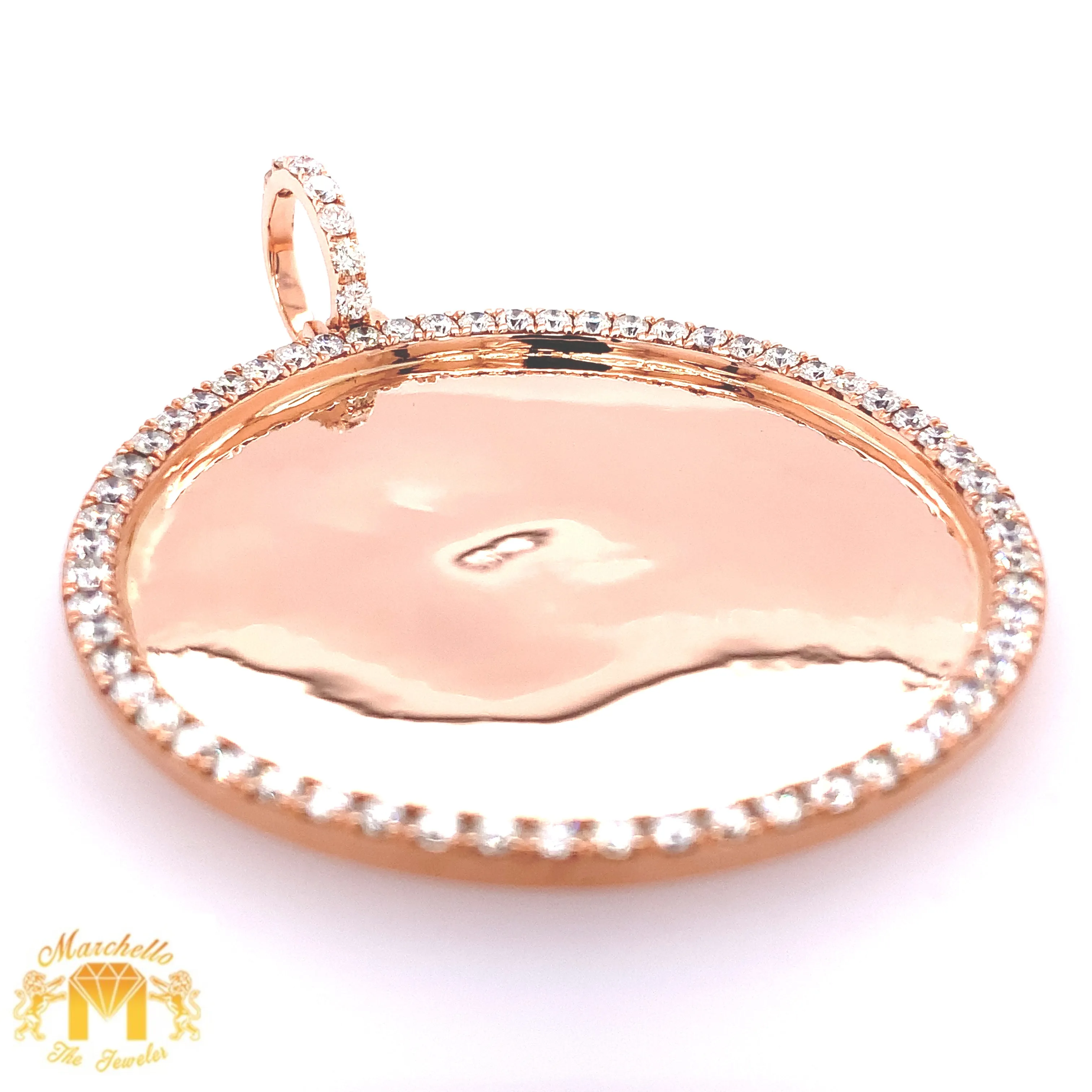 5.9ct Diamond 14k Gold XXL Round Memory Picture Pendant Only (solid back)