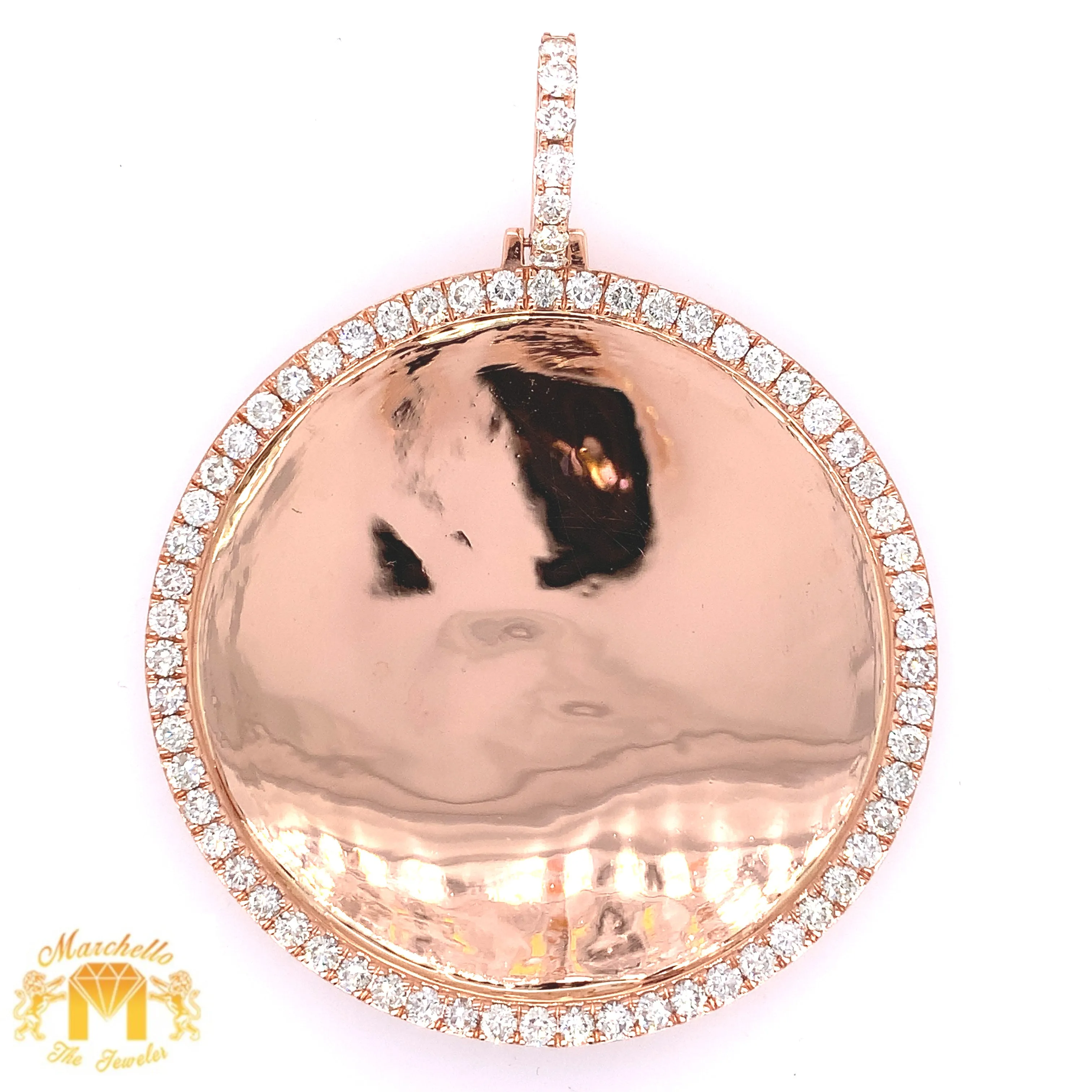 5.9ct Diamond 14k Gold XXL Round Memory Picture Pendant Only (solid back)