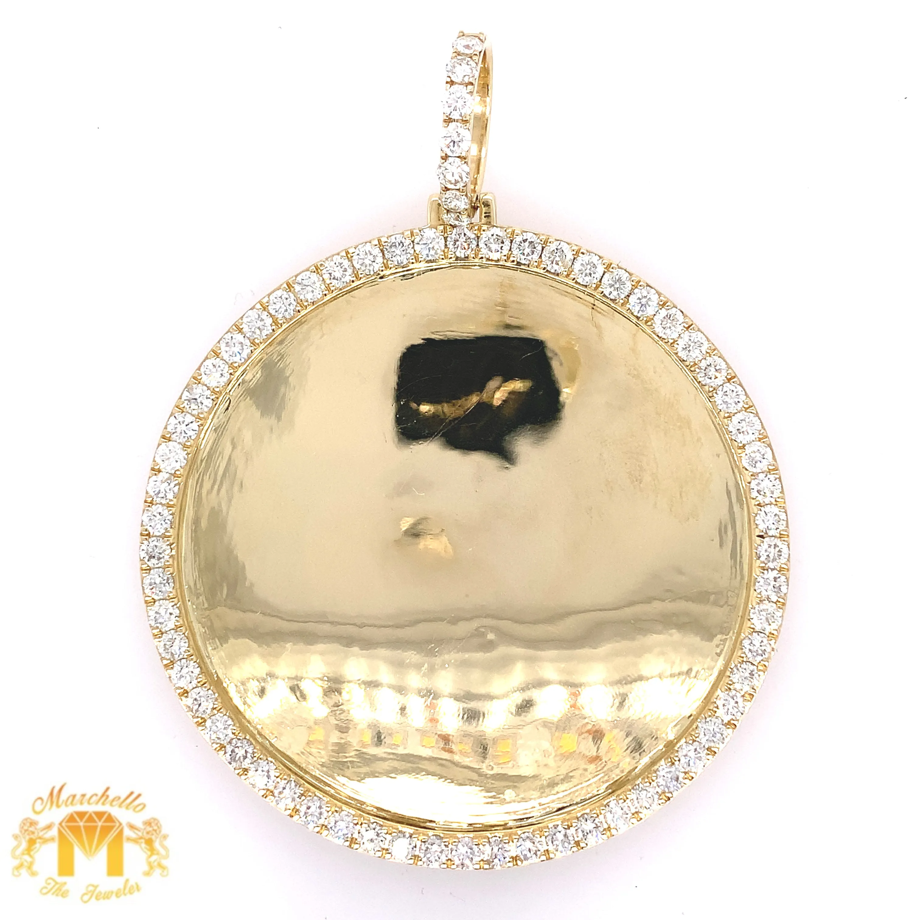 5.9ct Diamond 14k Gold XXL Round Memory Picture Pendant Only (solid back)