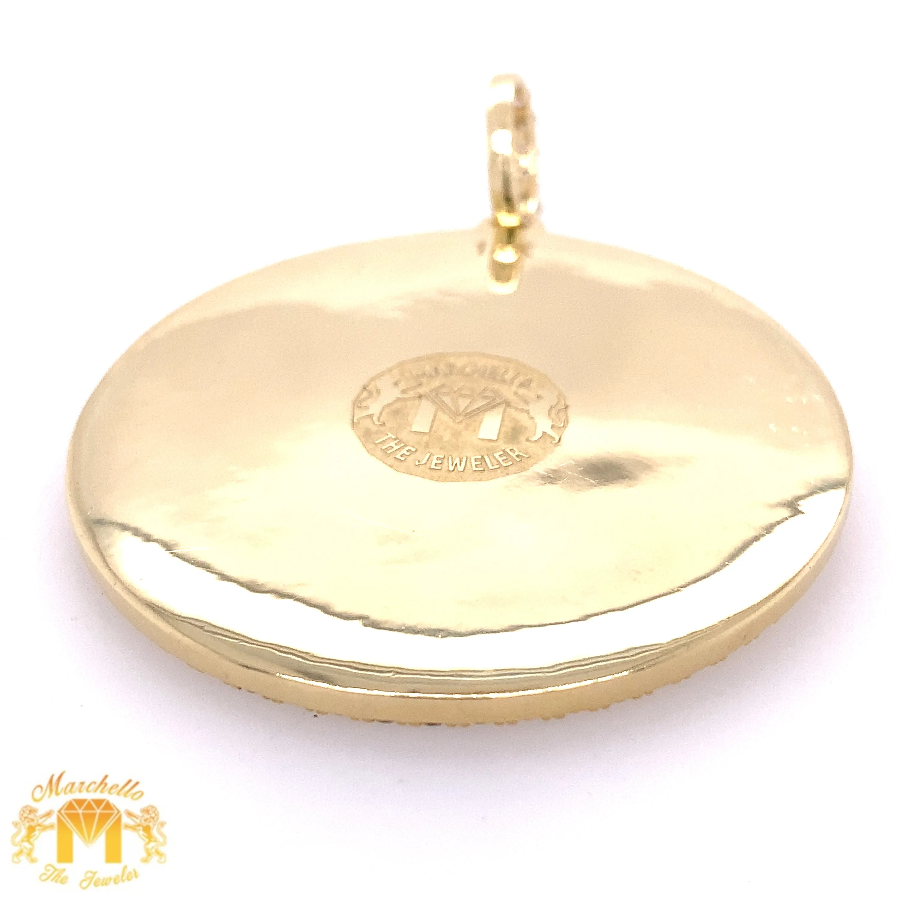 5.9ct Diamond 14k Gold XXL Round Memory Picture Pendant Only (solid back)