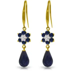 7.61 Carat 14K Solid Yellow Gold Botanica Sapphire Diamond Earrings