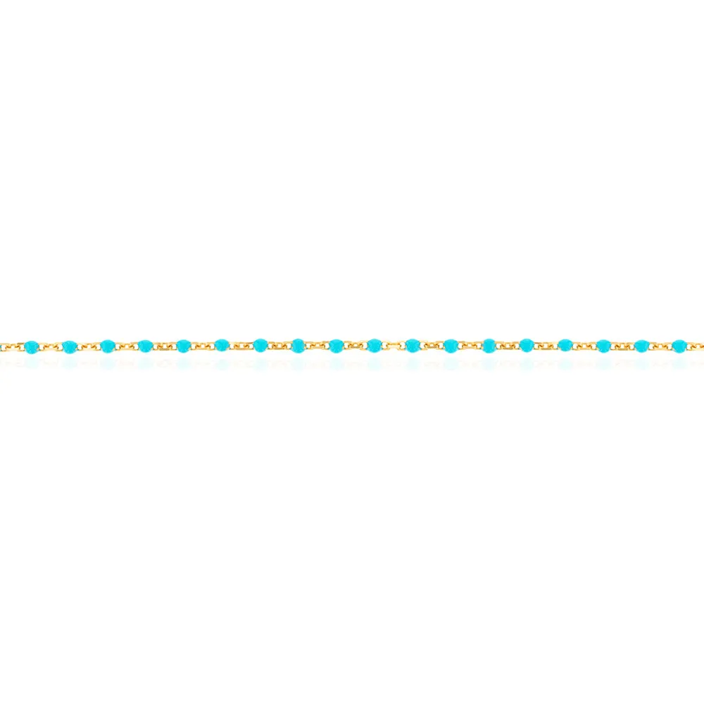 9ct Yellow Gold Turquoise Blue Beads Fancy Bracelet