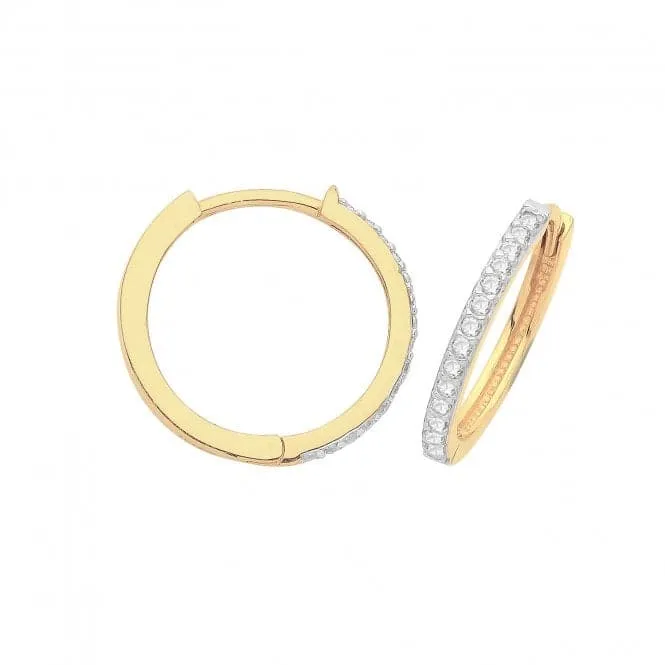 9CT Yellow Gold Zirconia Hinged Earrings ER002