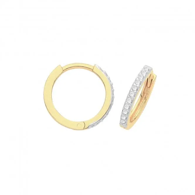 9CT Yellow Gold Zirconia Hinged Earrings ER002