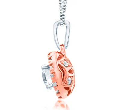 A.JAFFE ART DECO CENTER OF MY UNIVERSE ROSE GOLD DIAMOND HALO PENDANT