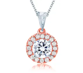 A.JAFFE ART DECO CENTER OF MY UNIVERSE ROSE GOLD DIAMOND HALO PENDANT