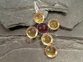 Amber, Sterling Silver Cross Pendant