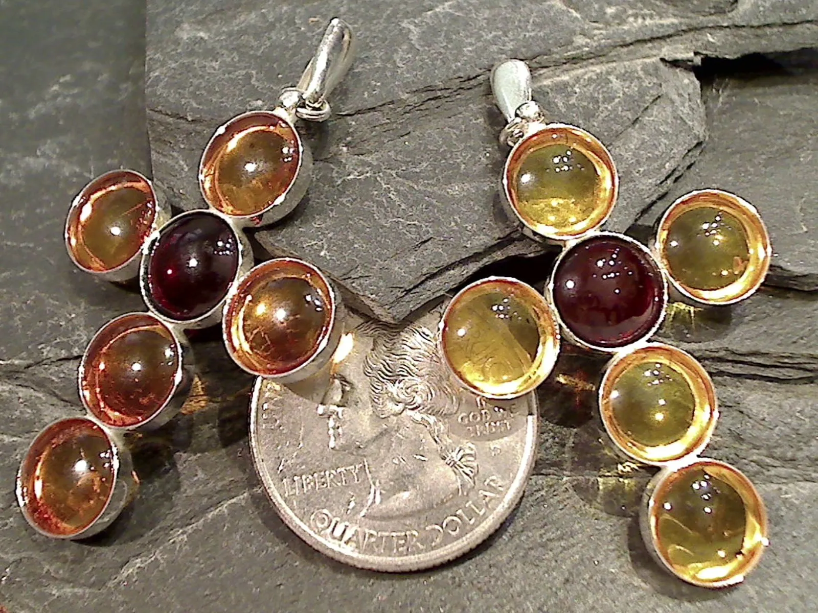 Amber, Sterling Silver Cross Pendant