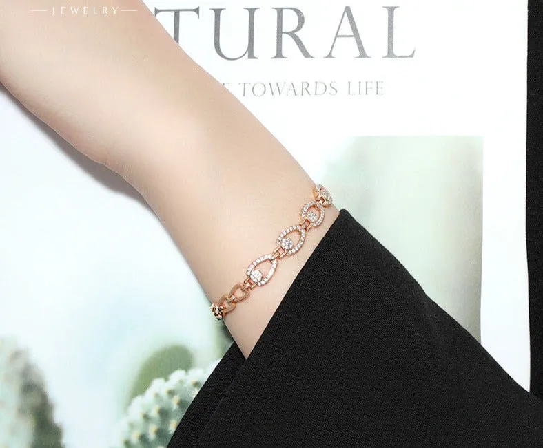 American light luxury style personalized bracelet slightly studded with zirconium hollow stitching bracelet fashion