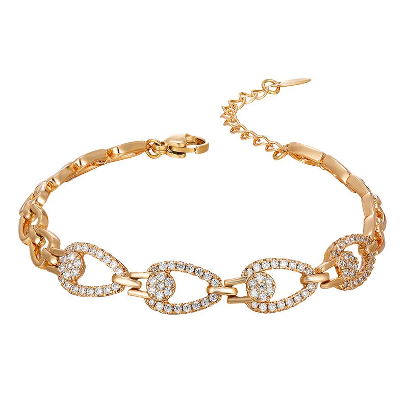 American light luxury style personalized bracelet slightly studded with zirconium hollow stitching bracelet fashion