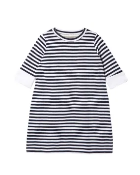 Amherst 3/4 Sleeve Knit Dress with Contrast Cuff | Navy / Ivory