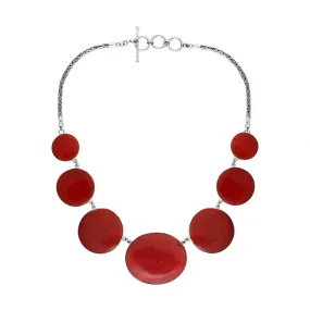 AN-1007-CR Sterling Silver Necklace With Coral