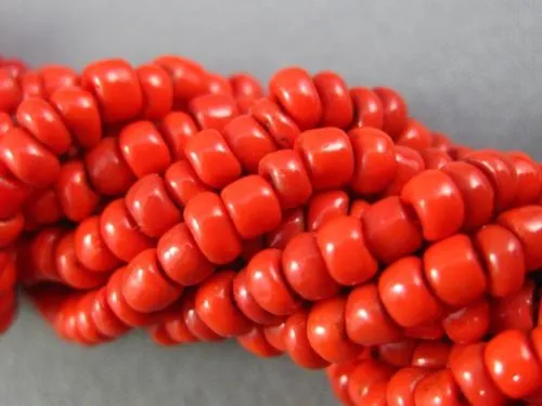 ANTIQUE AAA CORAL STAINLESS STEEL 3D MULTI STRANDED BEADED BOW NECKLACE #25871