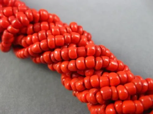 ANTIQUE AAA CORAL STAINLESS STEEL 3D MULTI STRANDED BEADED BOW NECKLACE #25871