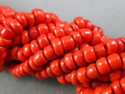 ANTIQUE AAA CORAL STAINLESS STEEL 3D MULTI STRANDED BEADED BOW NECKLACE #25871